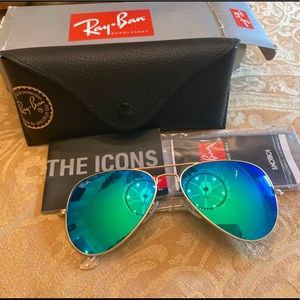 Ray Ban Gold Frame Green Mirror Lenses